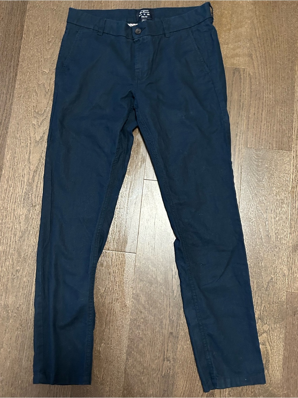 Ben Sherman Men’s Slim Fit Linen-Cotton Blend Chinos – 30W x 31/32L Navy Blue